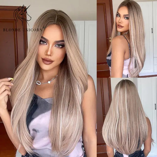 Load image into Gallery viewer, Synthetic Long Brown Wig
