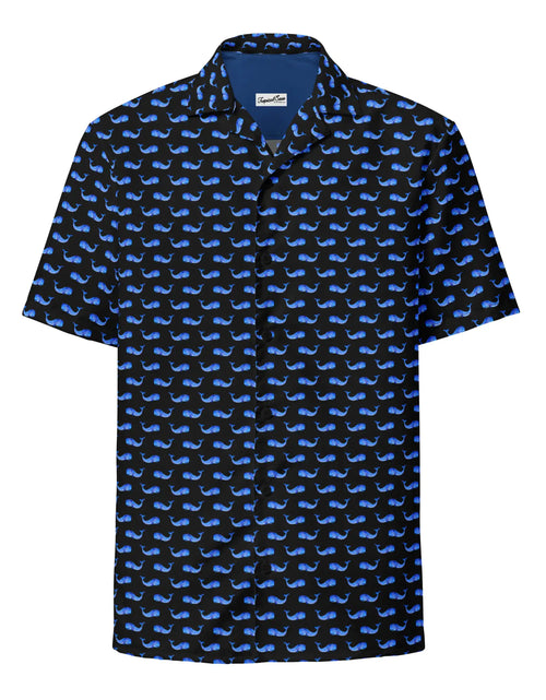 Load image into Gallery viewer, Midnight Whale Party Button Down Hawaiian Shirt - Coastal Summer 2024 Collection
