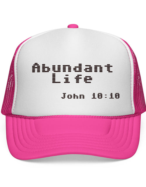 Load image into Gallery viewer, Abundant Life Trucker Cap, Faith-Based Gift, Christian Headwear, Inspirational Cap, Religious Apparel, Summer Outdoor Accessory
