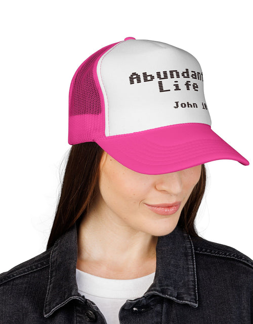 Load image into Gallery viewer, Abundant Life Trucker Cap, Faith-Based Gift, Christian Headwear, Inspirational Cap, Religious Apparel, Summer Outdoor Accessory
