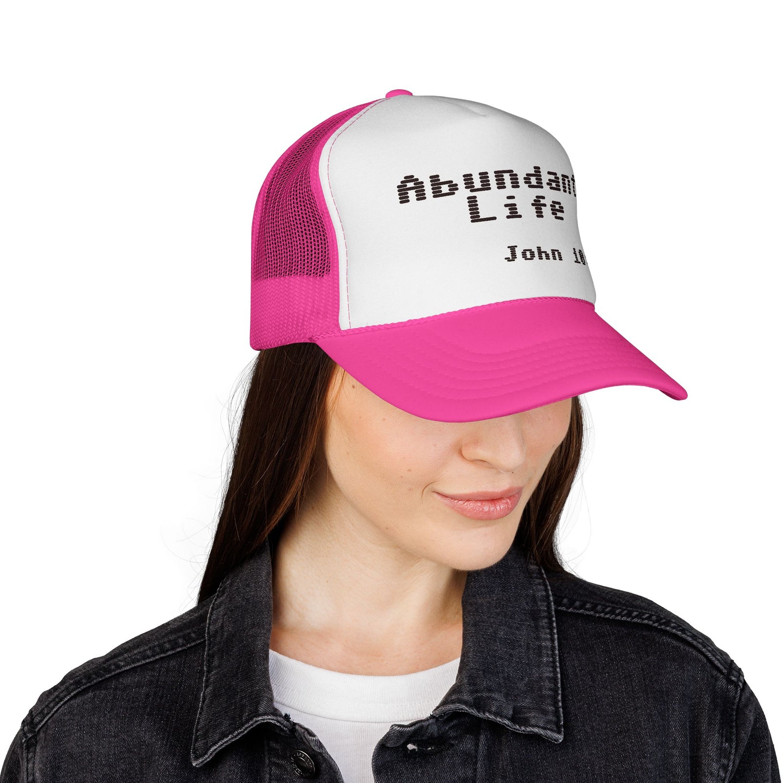 Abundant Life Trucker Cap, Faith-Based Gift, Christian Headwear, Inspirational Cap, Religious Apparel, Summer Outdoor Accessory