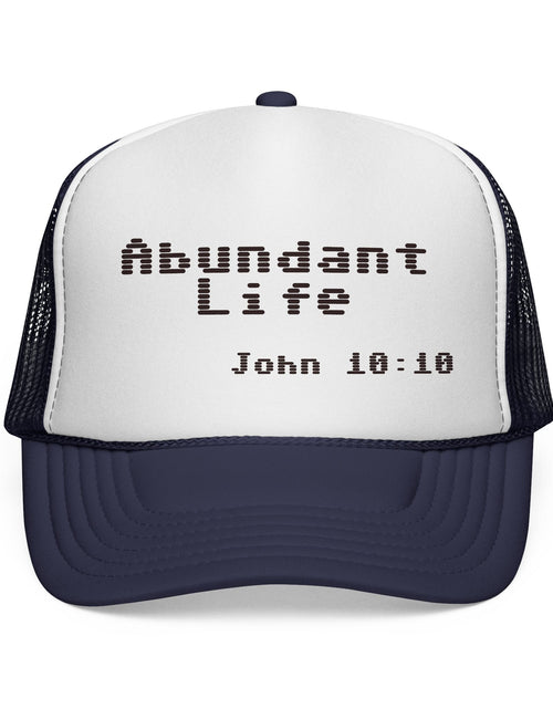 Load image into Gallery viewer, Abundant Life Trucker Cap, Faith-Based Gift, Christian Headwear, Inspirational Cap, Religious Apparel, Summer Outdoor Accessory

