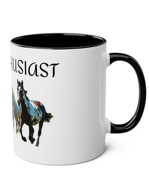 Load image into Gallery viewer, Horse Enthusiast Two-Tone Coffee Mug, Perfect for Gifts, Horse Lovers, Equestrian Decor, Animal Lover&#39;s Mug, Personalized Horse Gift
