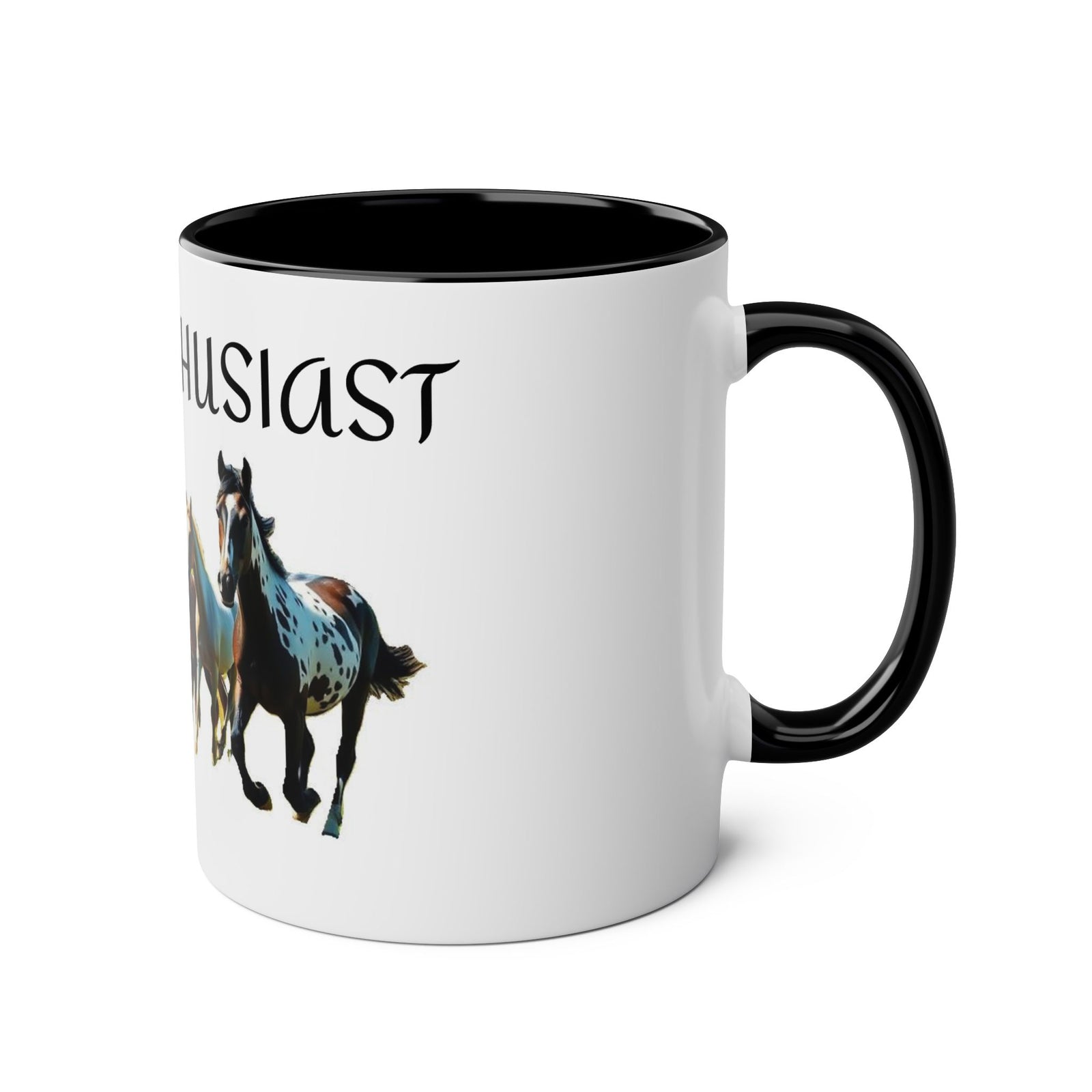 Horse Enthusiast Two-Tone Coffee Mug, Perfect for Gifts, Horse Lovers, Equestrian Decor, Animal Lover's Mug, Personalized Horse Gift