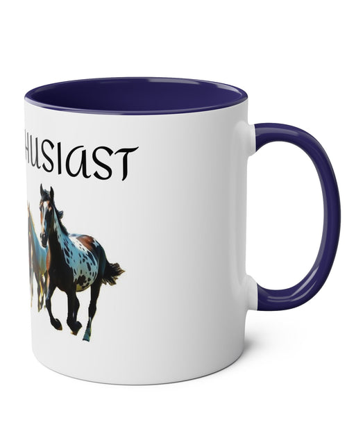 Load image into Gallery viewer, Horse Enthusiast Two-Tone Coffee Mug, Perfect for Gifts, Horse Lovers, Equestrian Decor, Animal Lover&#39;s Mug, Personalized Horse Gift
