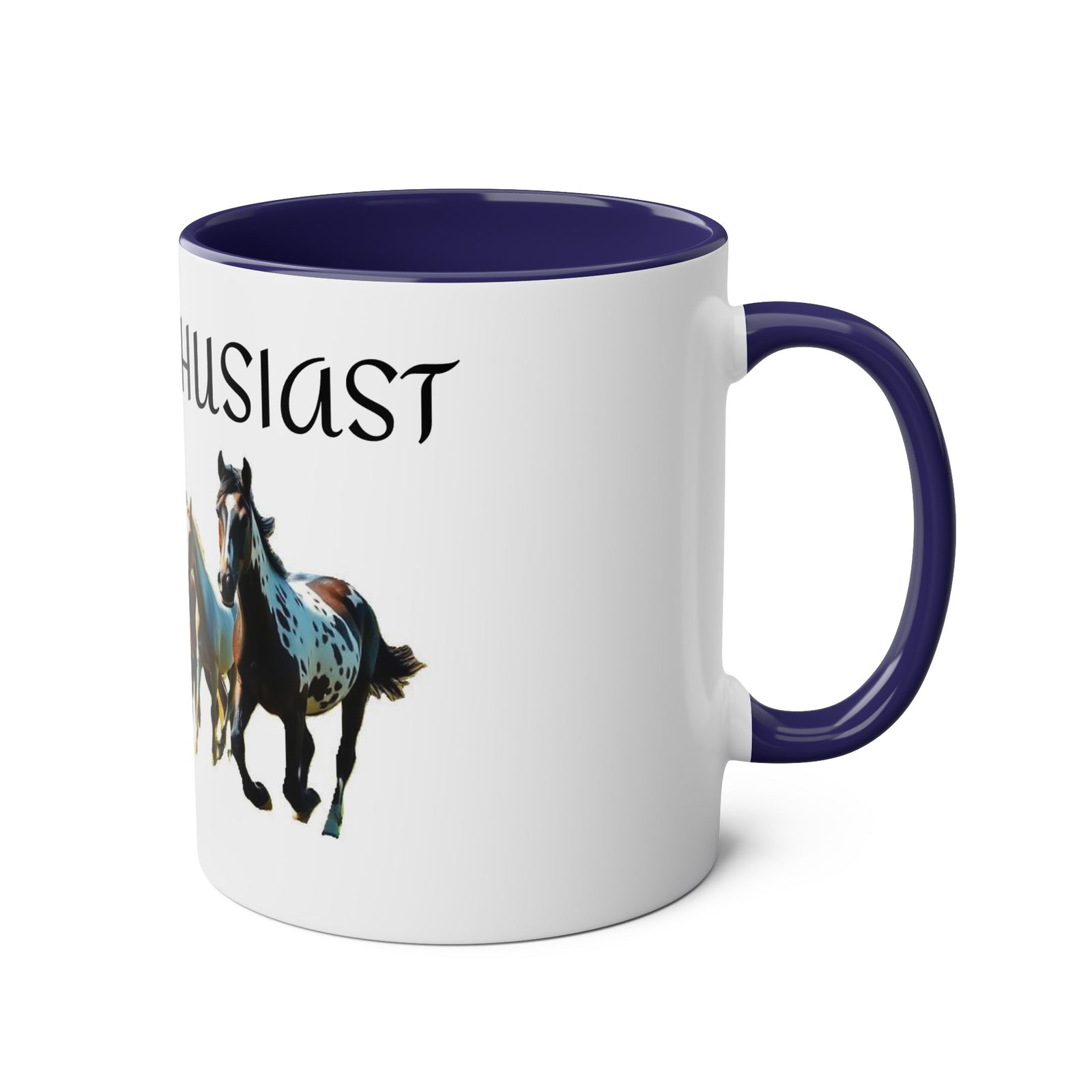 Horse Enthusiast Two-Tone Coffee Mug, Perfect for Gifts, Horse Lovers, Equestrian Decor, Animal Lover's Mug, Personalized Horse Gift