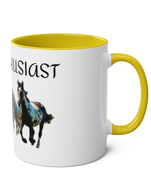 Load image into Gallery viewer, Horse Enthusiast Two-Tone Coffee Mug, Perfect for Gifts, Horse Lovers, Equestrian Decor, Animal Lover&#39;s Mug, Personalized Horse Gift
