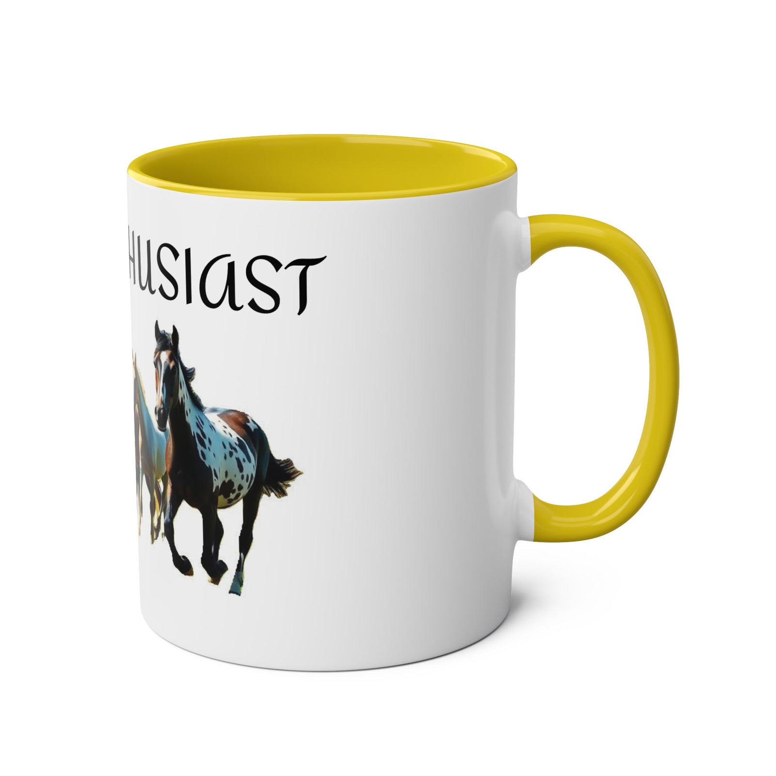 Horse Enthusiast Two-Tone Coffee Mug, Perfect for Gifts, Horse Lovers, Equestrian Decor, Animal Lover's Mug, Personalized Horse Gift