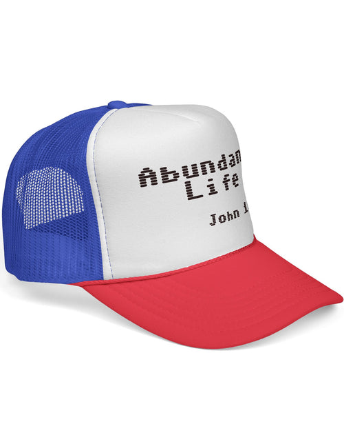 Load image into Gallery viewer, Abundant Life Trucker Cap, Faith-Based Gift, Christian Headwear, Inspirational Cap, Religious Apparel, Summer Outdoor Accessory
