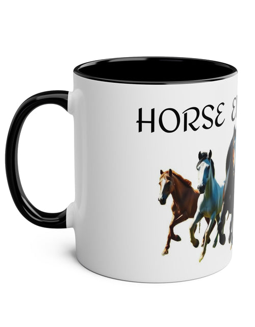 Load image into Gallery viewer, Horse Enthusiast Two-Tone Coffee Mug, Perfect for Gifts, Horse Lovers, Equestrian Decor, Animal Lover&#39;s Mug, Personalized Horse Gift
