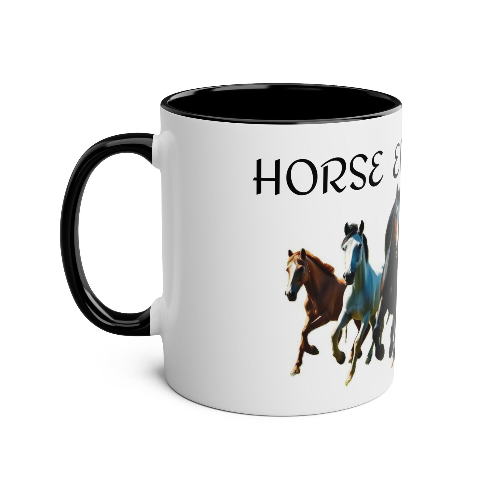 Horse Enthusiast Two-Tone Coffee Mug, Perfect for Gifts, Horse Lovers, Equestrian Decor, Animal Lover's Mug, Personalized Horse Gift
