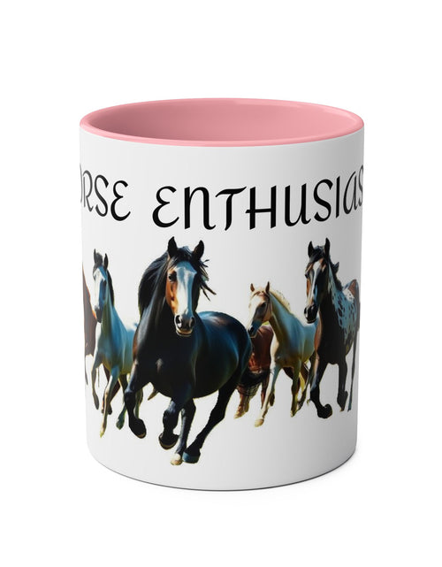 Load image into Gallery viewer, Horse Enthusiast Two-Tone Coffee Mug, Perfect for Gifts, Horse Lovers, Equestrian Decor, Animal Lover&#39;s Mug, Personalized Horse Gift
