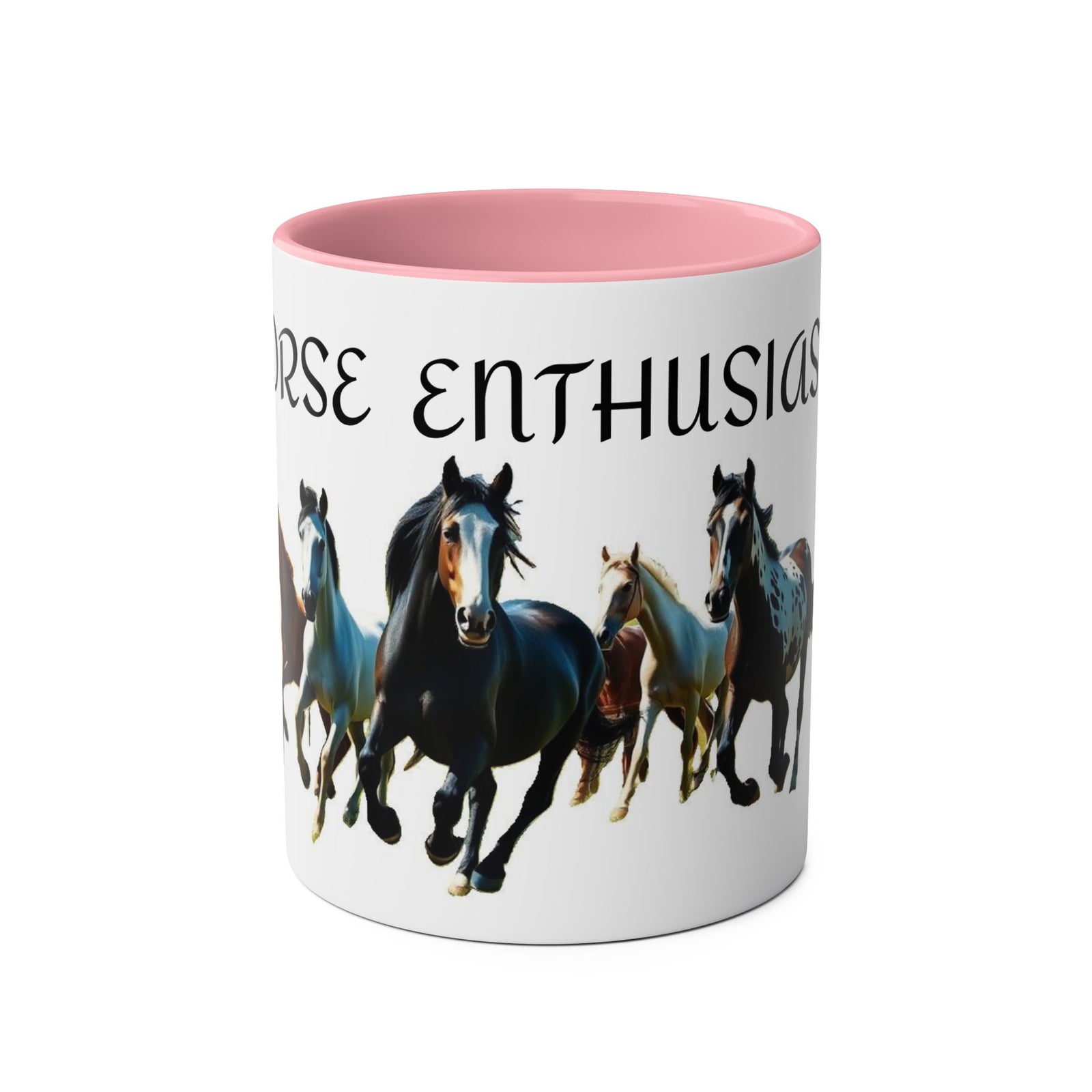 Horse Enthusiast Two-Tone Coffee Mug, Perfect for Gifts, Horse Lovers, Equestrian Decor, Animal Lover's Mug, Personalized Horse Gift
