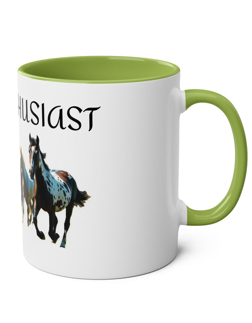 Load image into Gallery viewer, Horse Enthusiast Two-Tone Coffee Mug, Perfect for Gifts, Horse Lovers, Equestrian Decor, Animal Lover&#39;s Mug, Personalized Horse Gift
