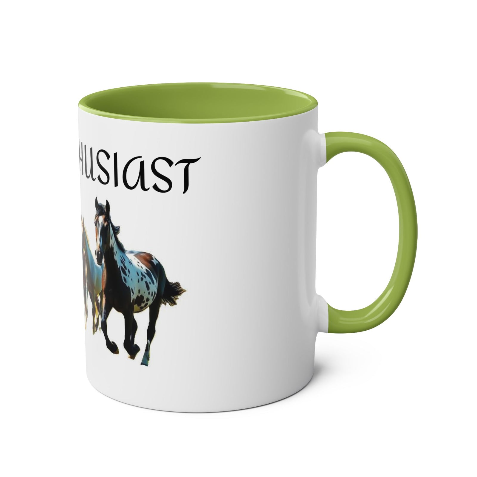 Horse Enthusiast Two-Tone Coffee Mug, Perfect for Gifts, Horse Lovers, Equestrian Decor, Animal Lover's Mug, Personalized Horse Gift
