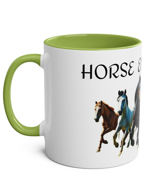 Load image into Gallery viewer, Horse Enthusiast Two-Tone Coffee Mug, Perfect for Gifts, Horse Lovers, Equestrian Decor, Animal Lover&#39;s Mug, Personalized Horse Gift
