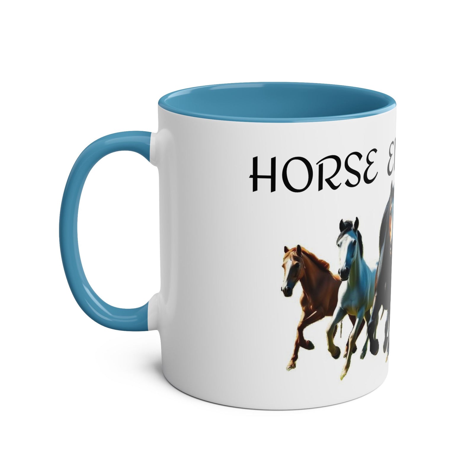 Horse Enthusiast Two-Tone Coffee Mug, Perfect for Gifts, Horse Lovers, Equestrian Decor, Animal Lover's Mug, Personalized Horse Gift