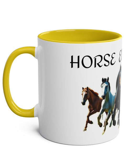 Load image into Gallery viewer, Horse Enthusiast Two-Tone Coffee Mug, Perfect for Gifts, Horse Lovers, Equestrian Decor, Animal Lover&#39;s Mug, Personalized Horse Gift
