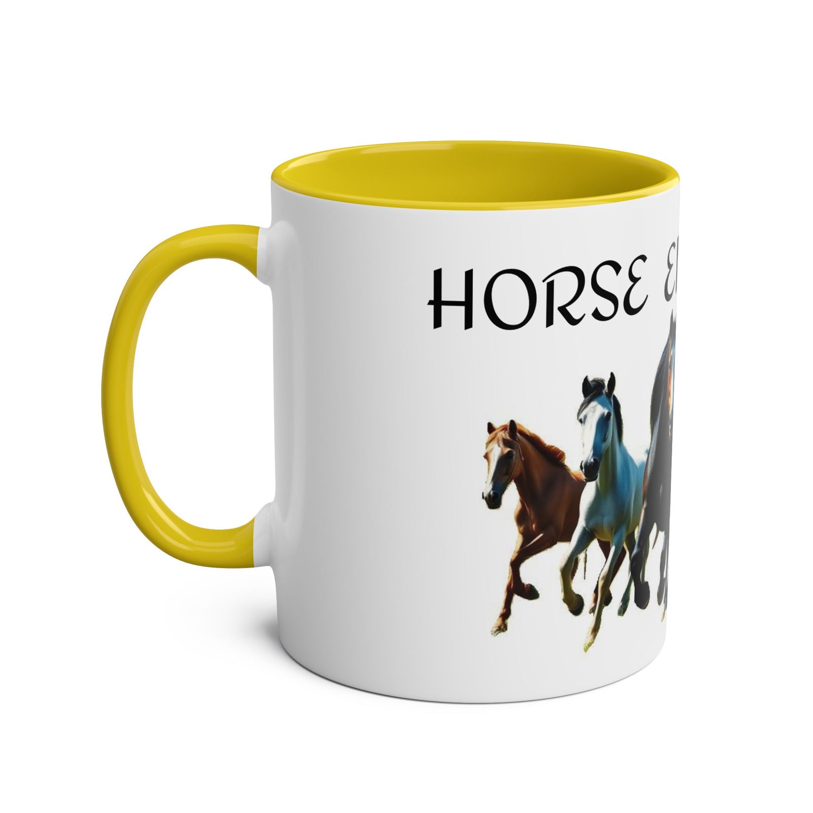 Horse Enthusiast Two-Tone Coffee Mug, Perfect for Gifts, Horse Lovers, Equestrian Decor, Animal Lover's Mug, Personalized Horse Gift