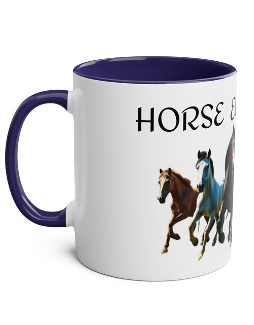 Load image into Gallery viewer, Horse Enthusiast Two-Tone Coffee Mug, Perfect for Gifts, Horse Lovers, Equestrian Decor, Animal Lover&#39;s Mug, Personalized Horse Gift
