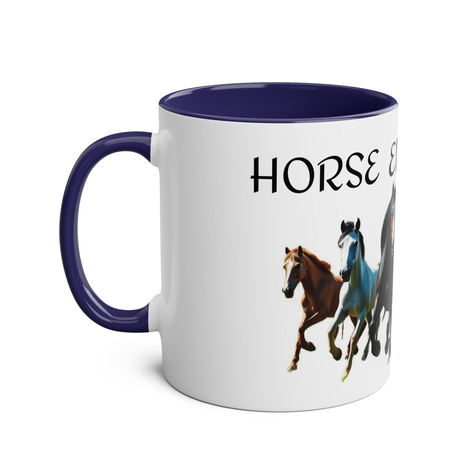 Horse Enthusiast Two-Tone Coffee Mug, Perfect for Gifts, Horse Lovers, Equestrian Decor, Animal Lover's Mug, Personalized Horse Gift