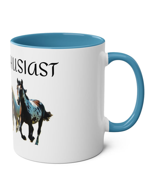 Load image into Gallery viewer, Horse Enthusiast Two-Tone Coffee Mug, Perfect for Gifts, Horse Lovers, Equestrian Decor, Animal Lover&#39;s Mug, Personalized Horse Gift
