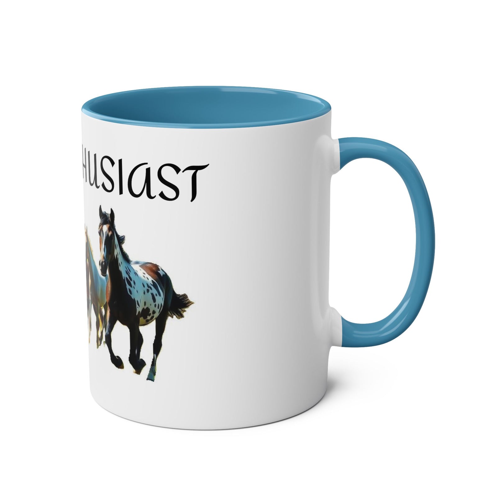 Horse Enthusiast Two-Tone Coffee Mug, Perfect for Gifts, Horse Lovers, Equestrian Decor, Animal Lover's Mug, Personalized Horse Gift