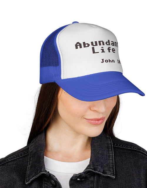Load image into Gallery viewer, Abundant Life Trucker Cap, Faith-Based Gift, Christian Headwear, Inspirational Cap, Religious Apparel, Summer Outdoor Accessory
