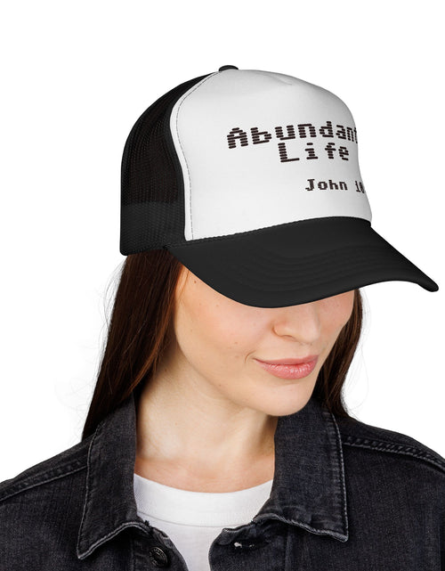 Load image into Gallery viewer, Abundant Life Trucker Cap, Faith-Based Gift, Christian Headwear, Inspirational Cap, Religious Apparel, Summer Outdoor Accessory
