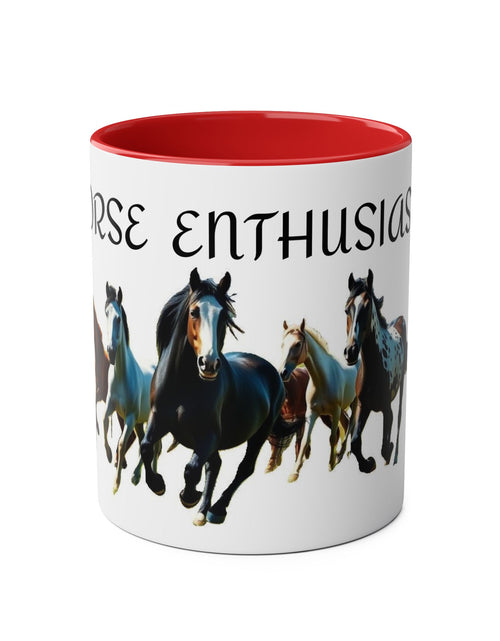 Load image into Gallery viewer, Horse Enthusiast Two-Tone Coffee Mug, Perfect for Gifts, Horse Lovers, Equestrian Decor, Animal Lover&#39;s Mug, Personalized Horse Gift
