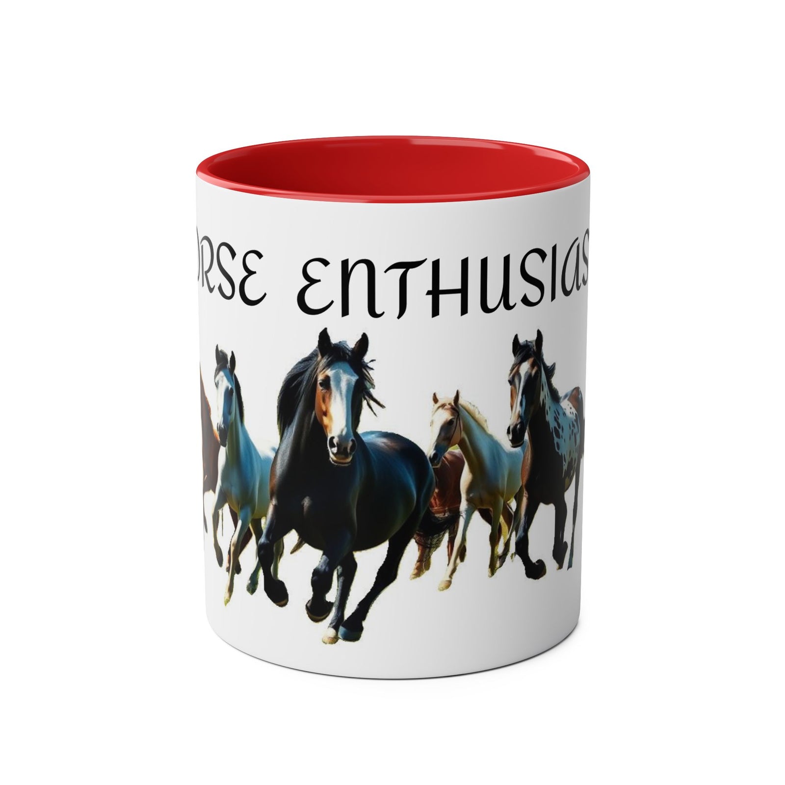 Horse Enthusiast Two-Tone Coffee Mug, Perfect for Gifts, Horse Lovers, Equestrian Decor, Animal Lover's Mug, Personalized Horse Gift