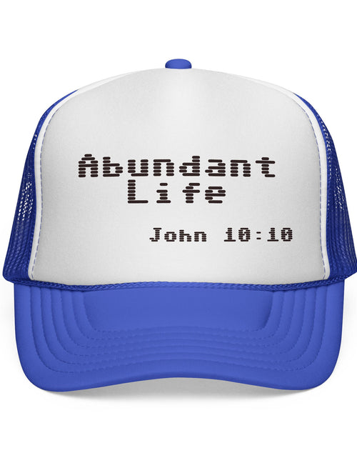Load image into Gallery viewer, Abundant Life Trucker Cap, Faith-Based Gift, Christian Headwear, Inspirational Cap, Religious Apparel, Summer Outdoor Accessory
