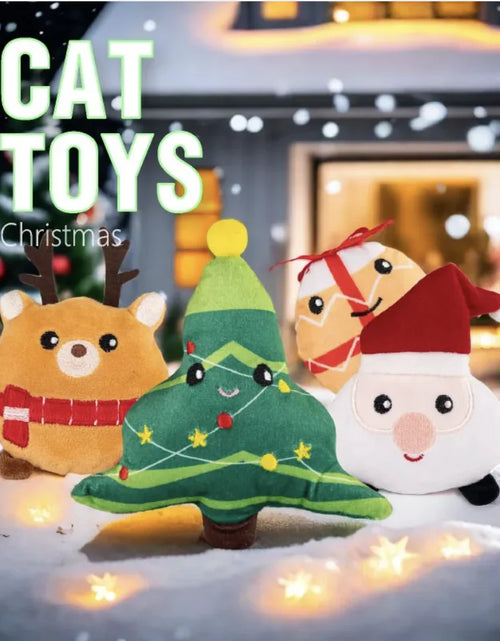 Load image into Gallery viewer, Festive Cat Plush Toy with Catnip - Perfect Holiday Gift for Cats

