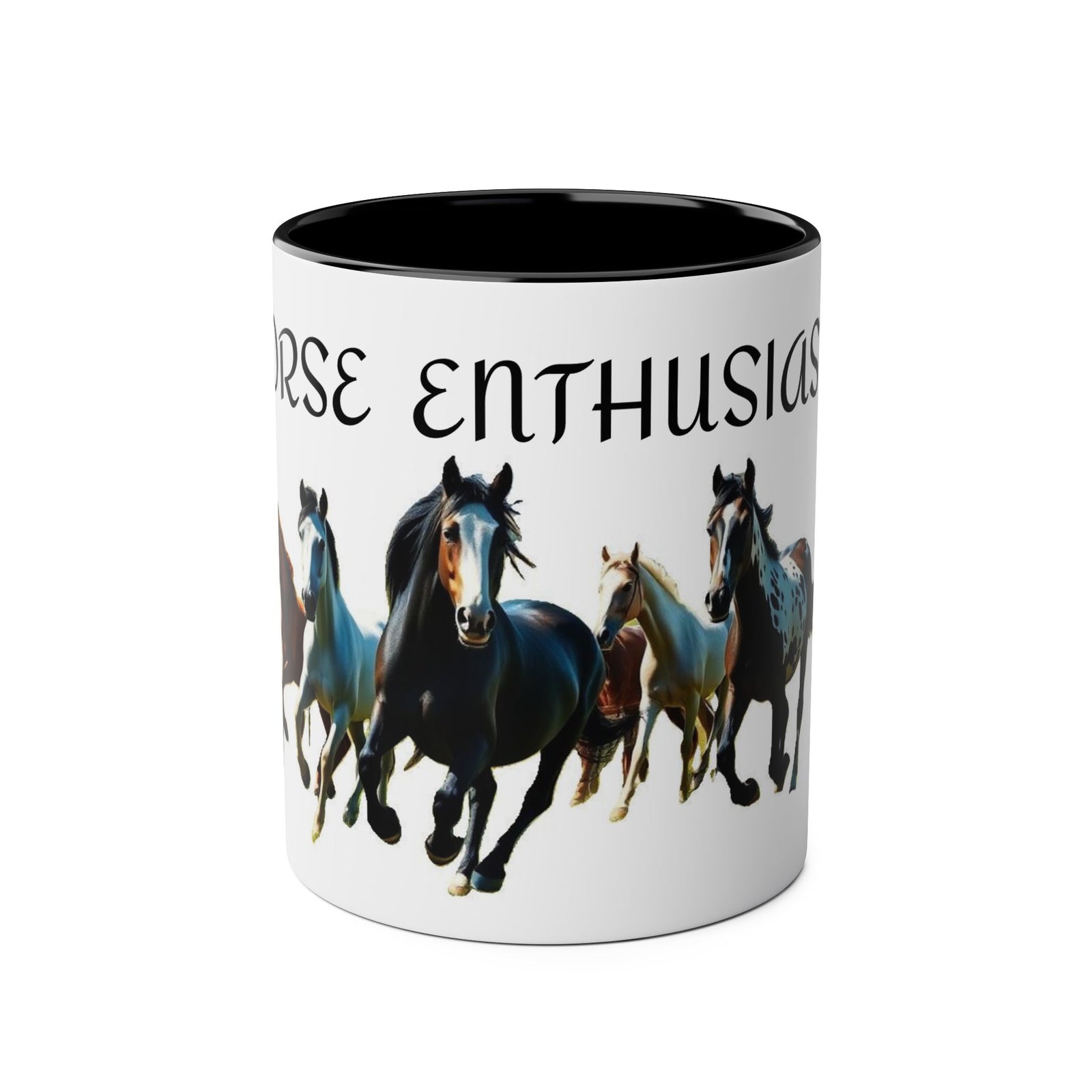 Horse Enthusiast Two-Tone Coffee Mug, Perfect for Gifts, Horse Lovers, Equestrian Decor, Animal Lover's Mug, Personalized Horse Gift