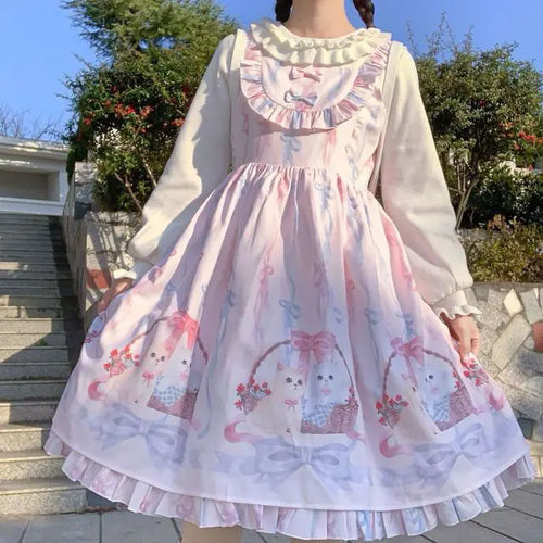Load image into Gallery viewer, Cute Cats Tea Party Ruffles Dress
