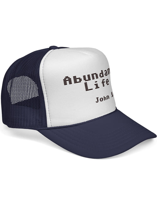 Load image into Gallery viewer, Abundant Life Trucker Cap, Faith-Based Gift, Christian Headwear, Inspirational Cap, Religious Apparel, Summer Outdoor Accessory
