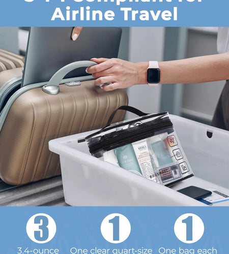 BAGSMART TSA Approved Toiletry Bag, 3 Pack Clear Makeup Cosmetic Bag Organizer, Quart Size Travel Bag for Toiletries, Carry-on Travel Accessories Essentials, Pink-3pcs