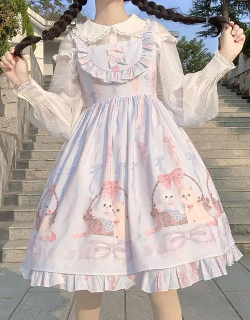 Load image into Gallery viewer, Cute Cats Tea Party Ruffles Dress
