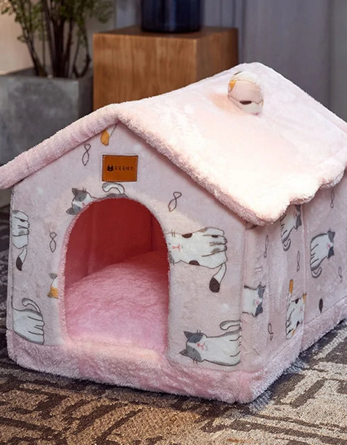 Load image into Gallery viewer, Foldable Winter Warm Dog House Kennel Bed Mat for Small to Medium Pets
