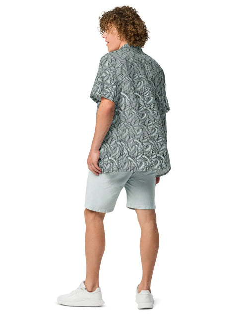 Load image into Gallery viewer, Grey Palm button shirt
