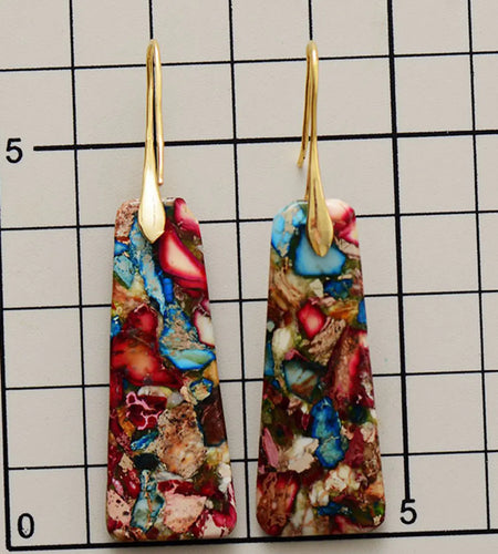 Geometrical Shape Imperial Jasper Dangle Earrings