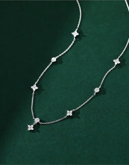 Load image into Gallery viewer, ANENJERY Inlaid Zircon Four-leaf Flower Chain Necklace for Women New Niche Light Luxury Hot Fashion collares choker Accessories
