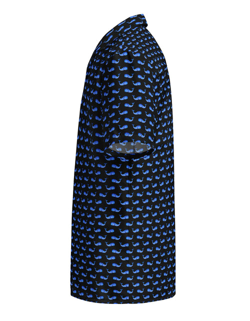 Load image into Gallery viewer, Midnight Whale Party Button Down Hawaiian Shirt - Coastal Summer 2024 Collection
