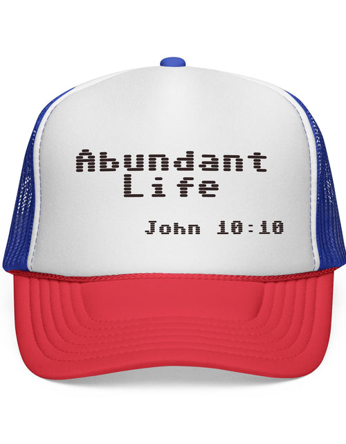 Load image into Gallery viewer, Abundant Life Trucker Cap, Faith-Based Gift, Christian Headwear, Inspirational Cap, Religious Apparel, Summer Outdoor Accessory
