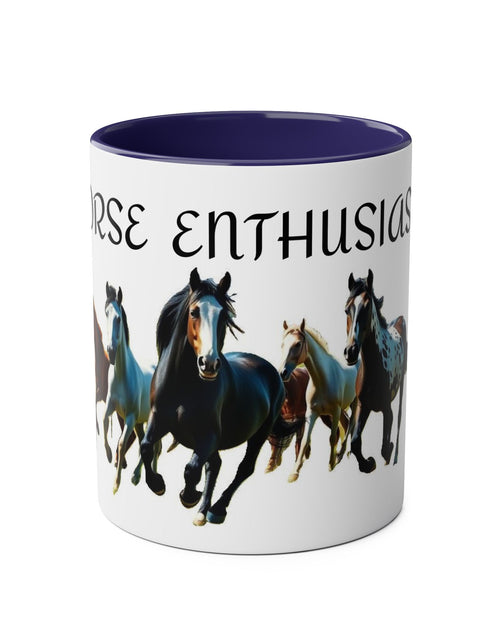 Load image into Gallery viewer, Horse Enthusiast Two-Tone Coffee Mug, Perfect for Gifts, Horse Lovers, Equestrian Decor, Animal Lover&#39;s Mug, Personalized Horse Gift
