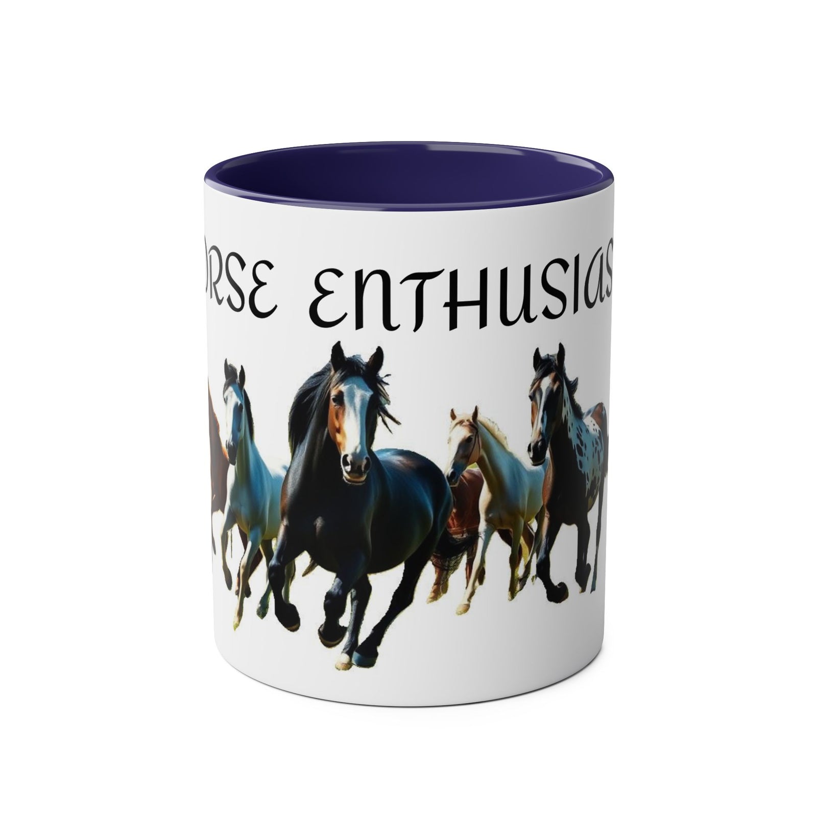 Horse Enthusiast Two-Tone Coffee Mug, Perfect for Gifts, Horse Lovers, Equestrian Decor, Animal Lover's Mug, Personalized Horse Gift