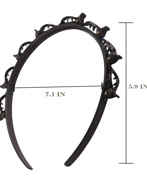 Load image into Gallery viewer, JASSINS 2 Pcs Bangs Hairstyle Hairpin Headband, Professional Weave Bangs Clip, Toothed Headband Braid Tool, Women Girls Fashion Hair Accessories (Black and Brown)
