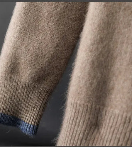 Men's Zipper Stand Collar Color-Block Cardigan