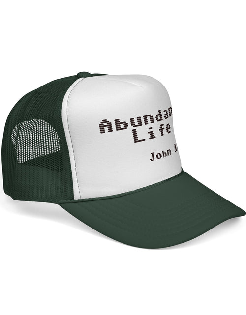 Load image into Gallery viewer, Abundant Life Trucker Cap, Faith-Based Gift, Christian Headwear, Inspirational Cap, Religious Apparel, Summer Outdoor Accessory
