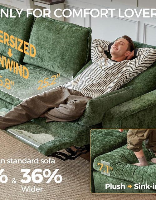 Load image into Gallery viewer, 102.8 Inch White Power Recliner Sofa With Headrest And USB Charging Storage Ottoman
